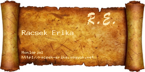 Racsek Erika névjegykártya